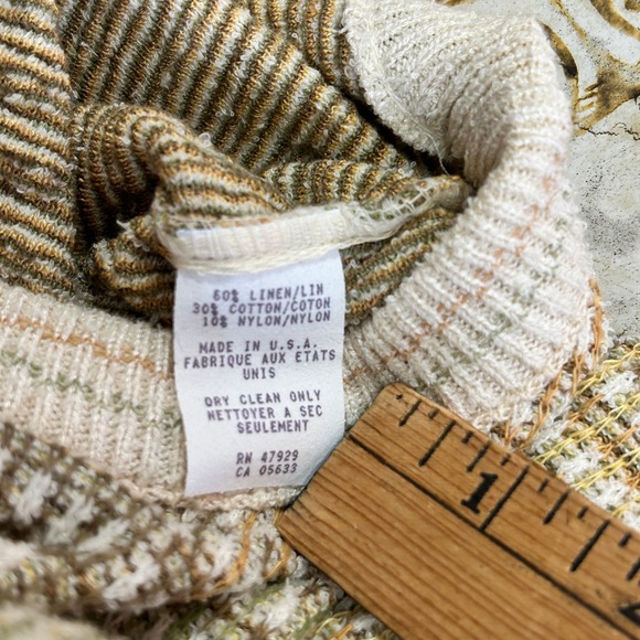 Tricots St Raphael Sweater Plaid Waffle Knit Crewneck Men's‎ Large Vtg NWT Linen - Picture 6 of 6